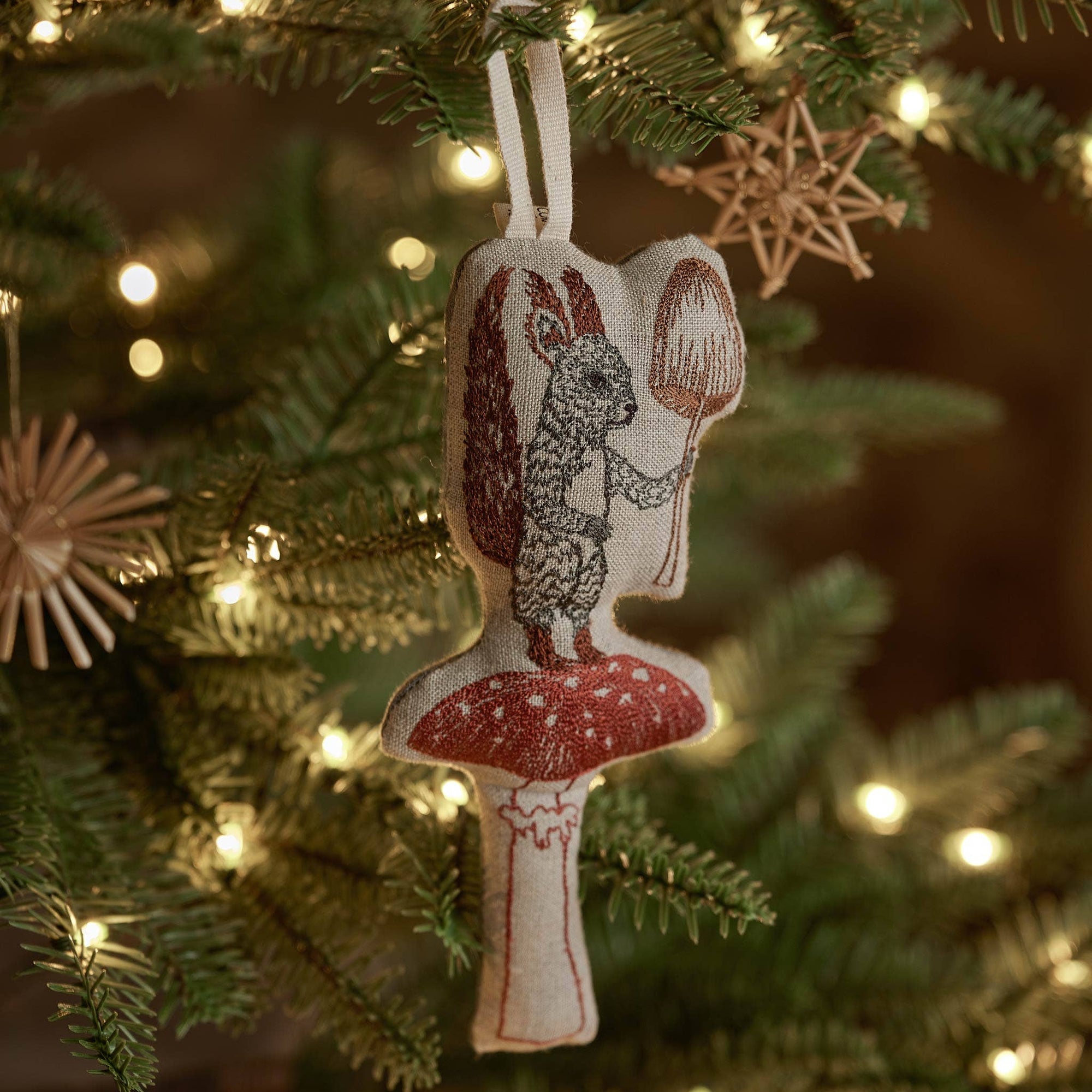 Squirrel with Mushroom Ornament