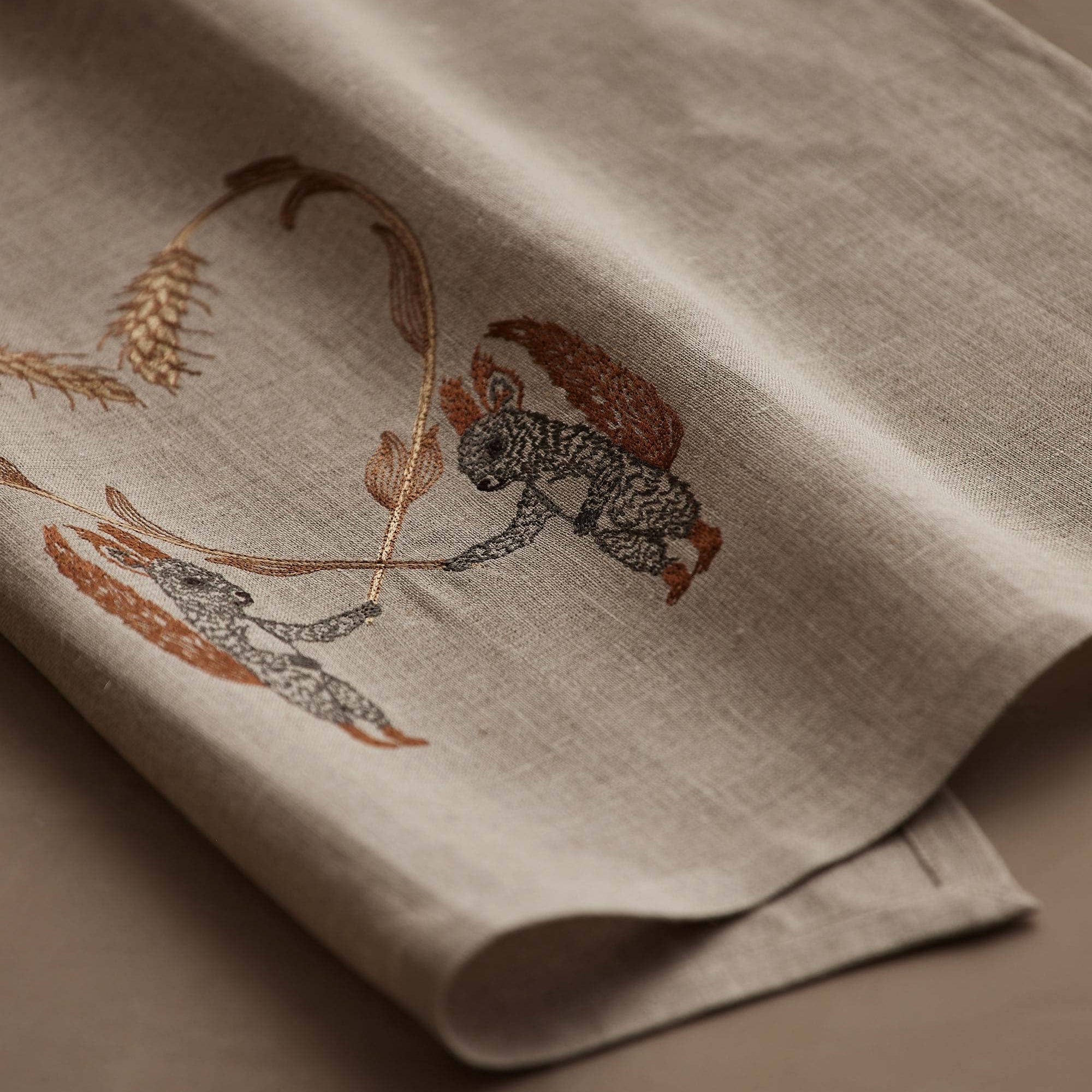 Squirrels with Wheat Tea Towel