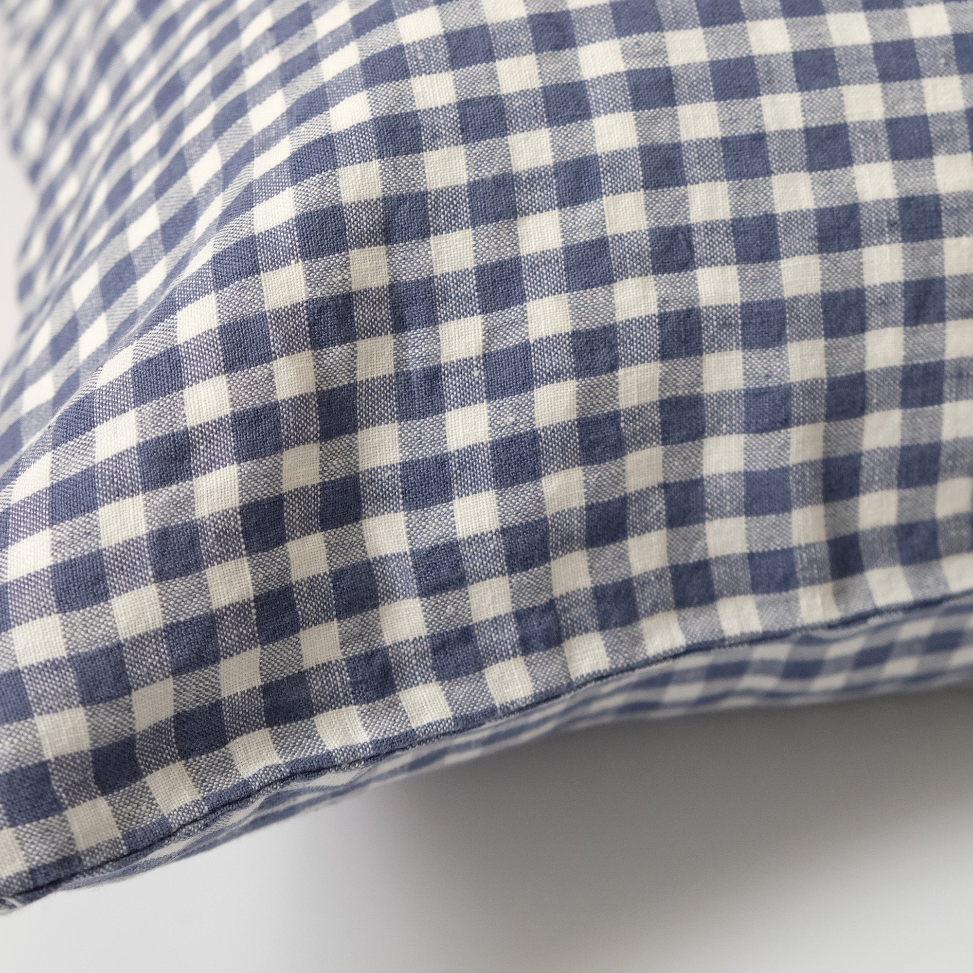 Linen Standard Pillowcase in Blue Small Gingham