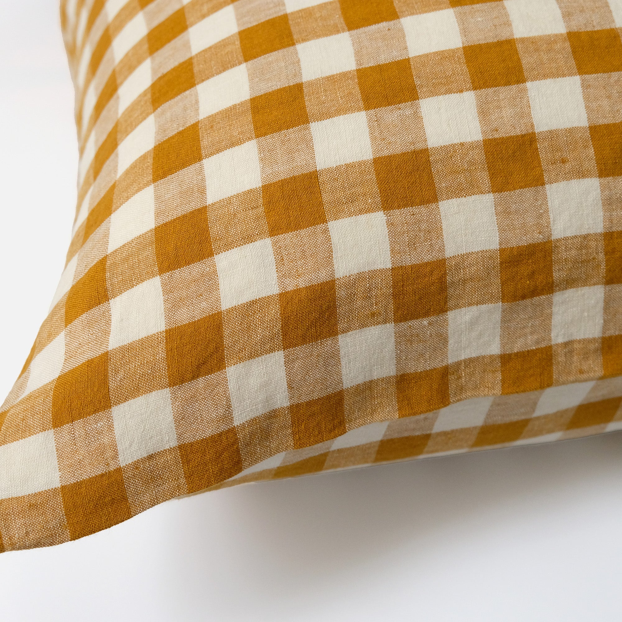 Linen Euro Pillowcase in Curcuma Medium Gingham