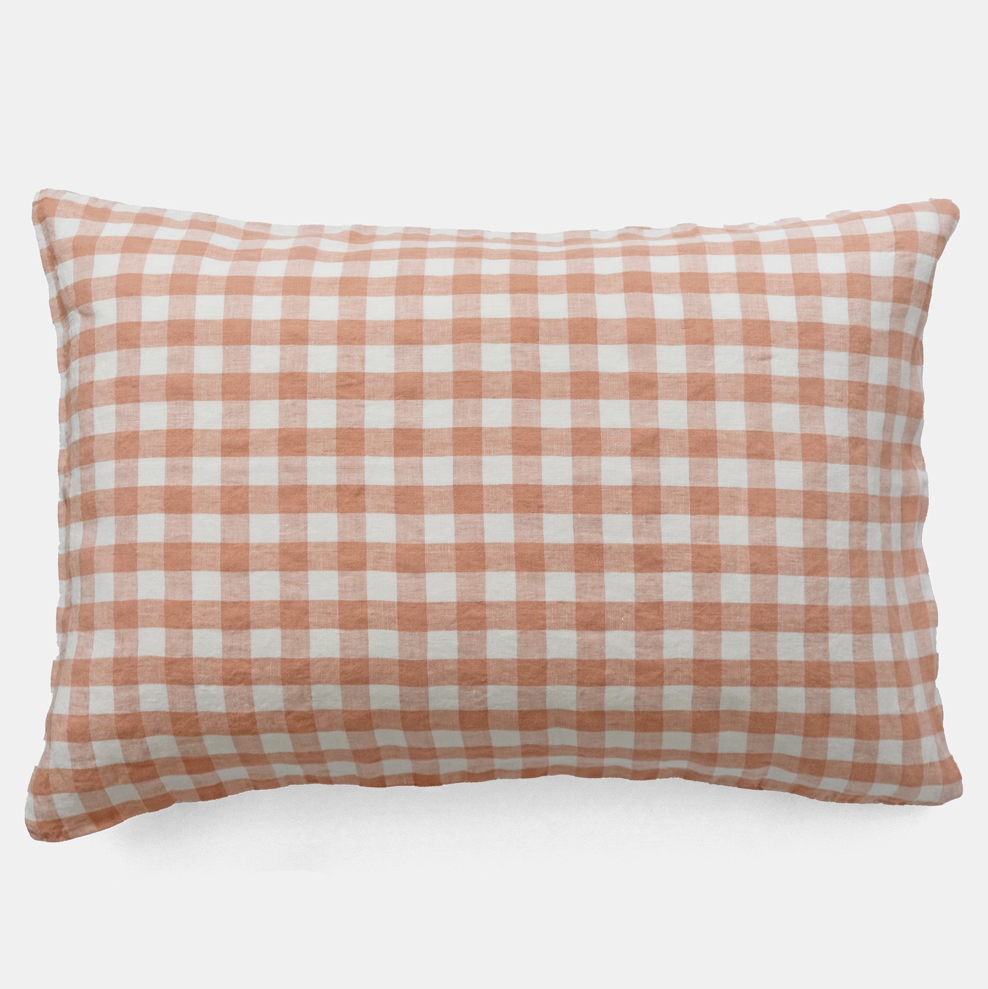 Linen Standard Pillowcase in Moka Medium Gingham