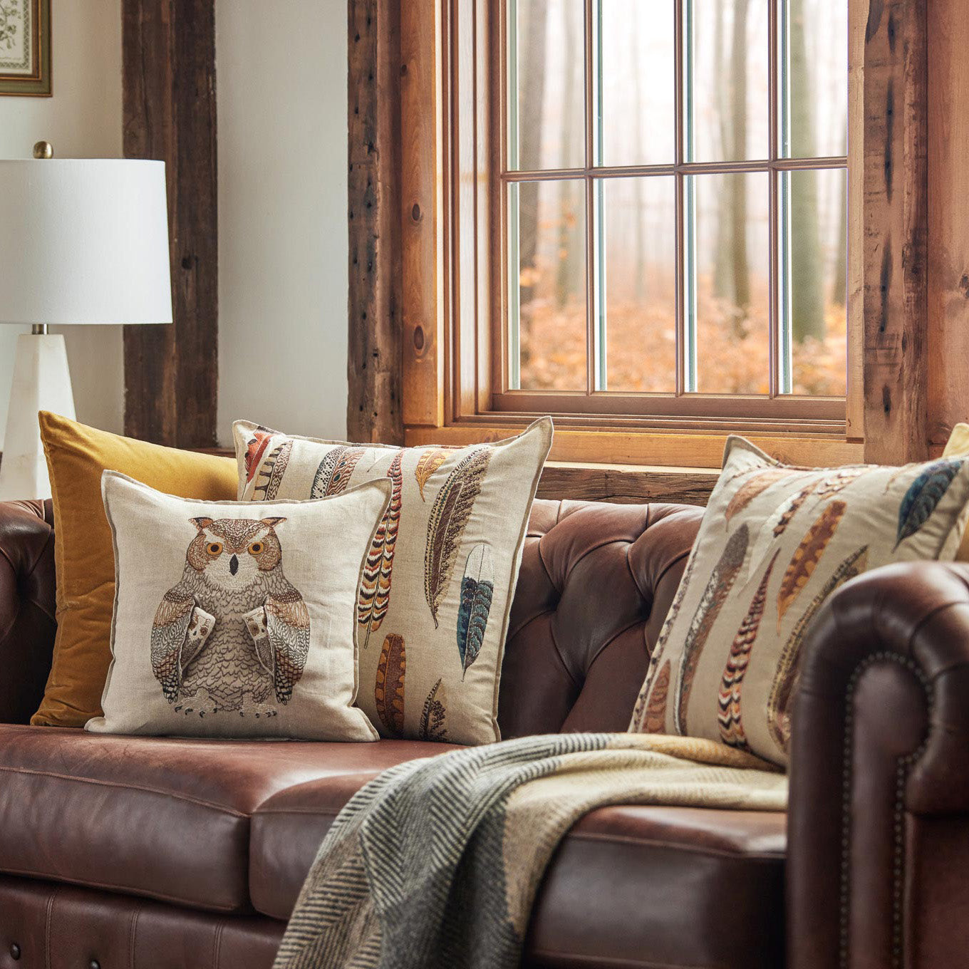 Falling Feathers Square Pillow