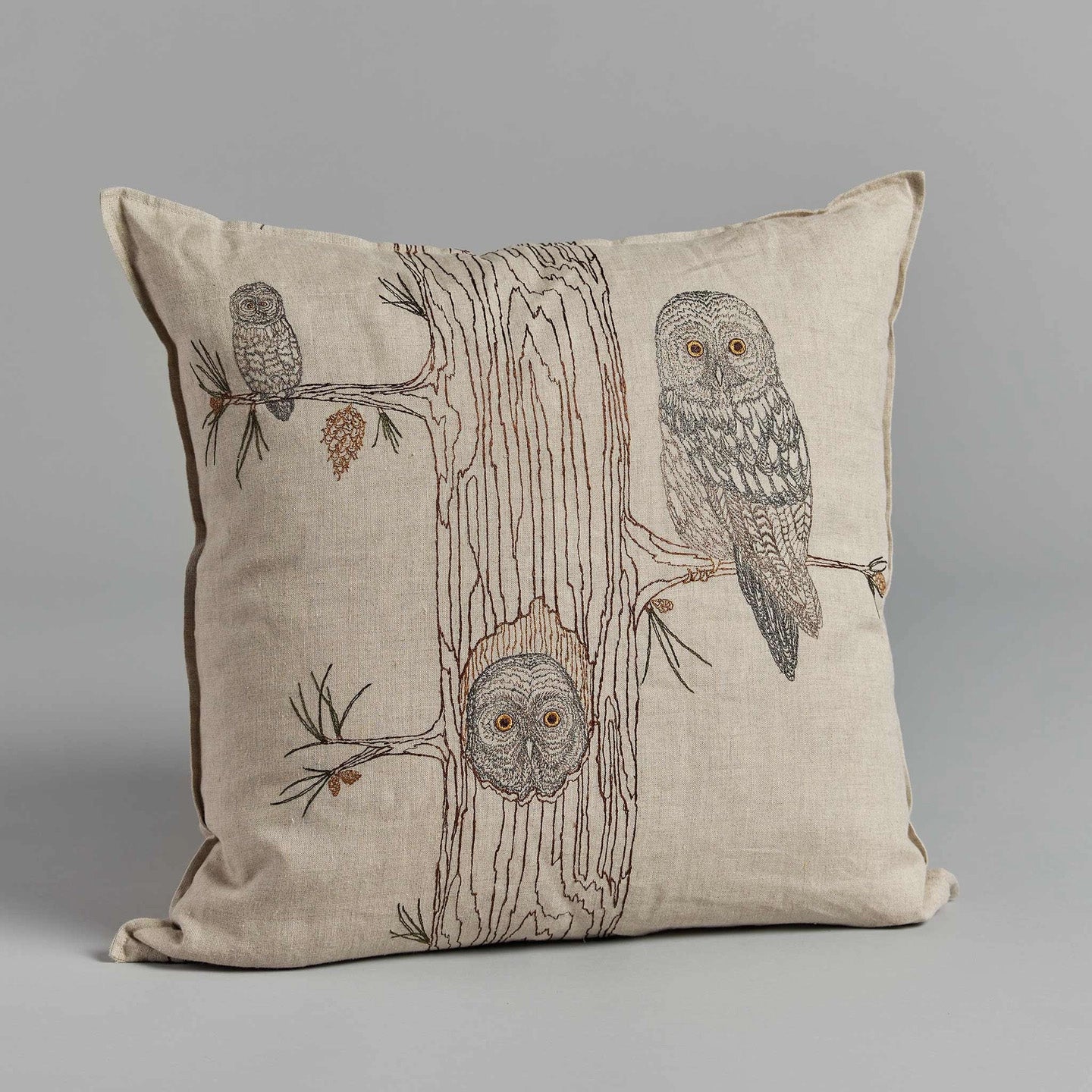 Owl Family Tree Square Pillow