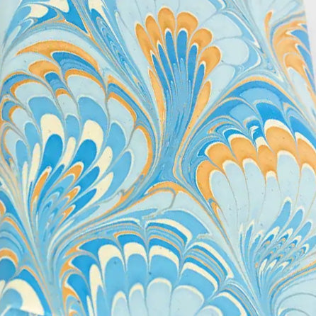 Hand Marbled Card Set in Peacock Blue Gold