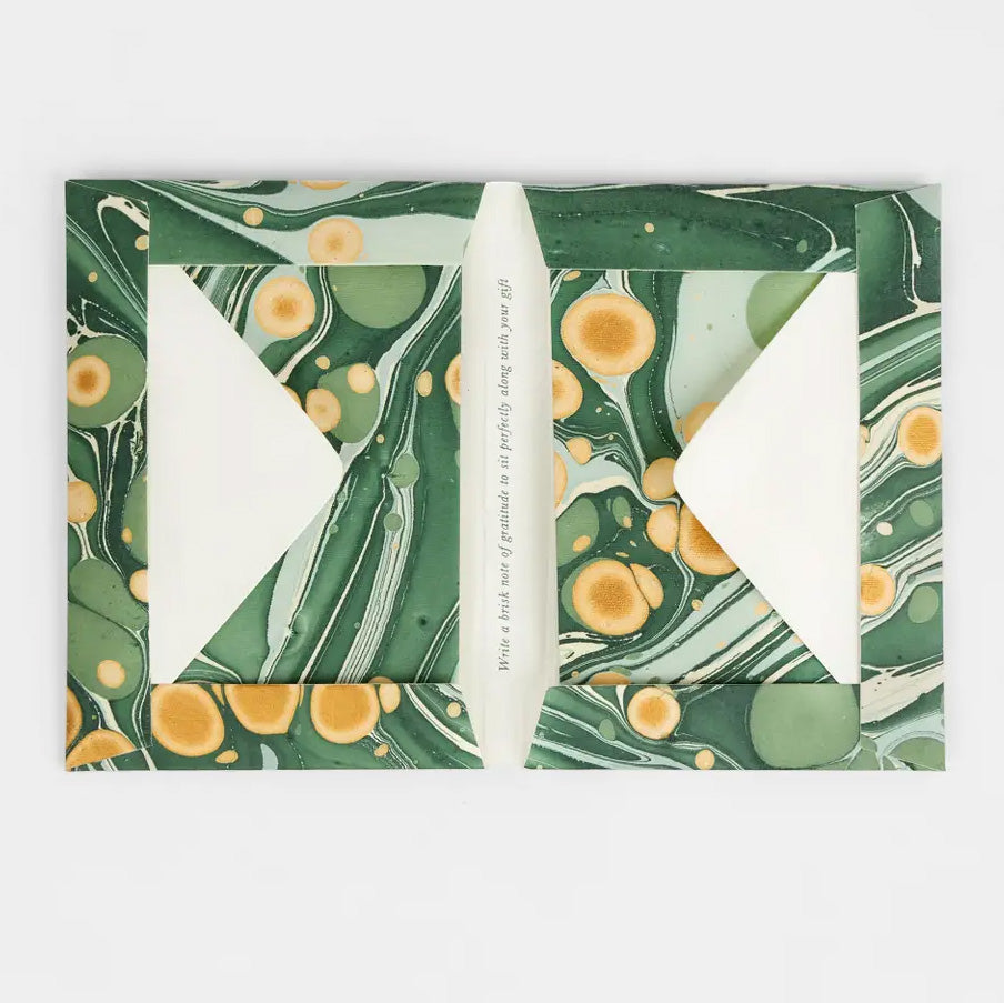 Hand Marbled Card Set in Pebble Green