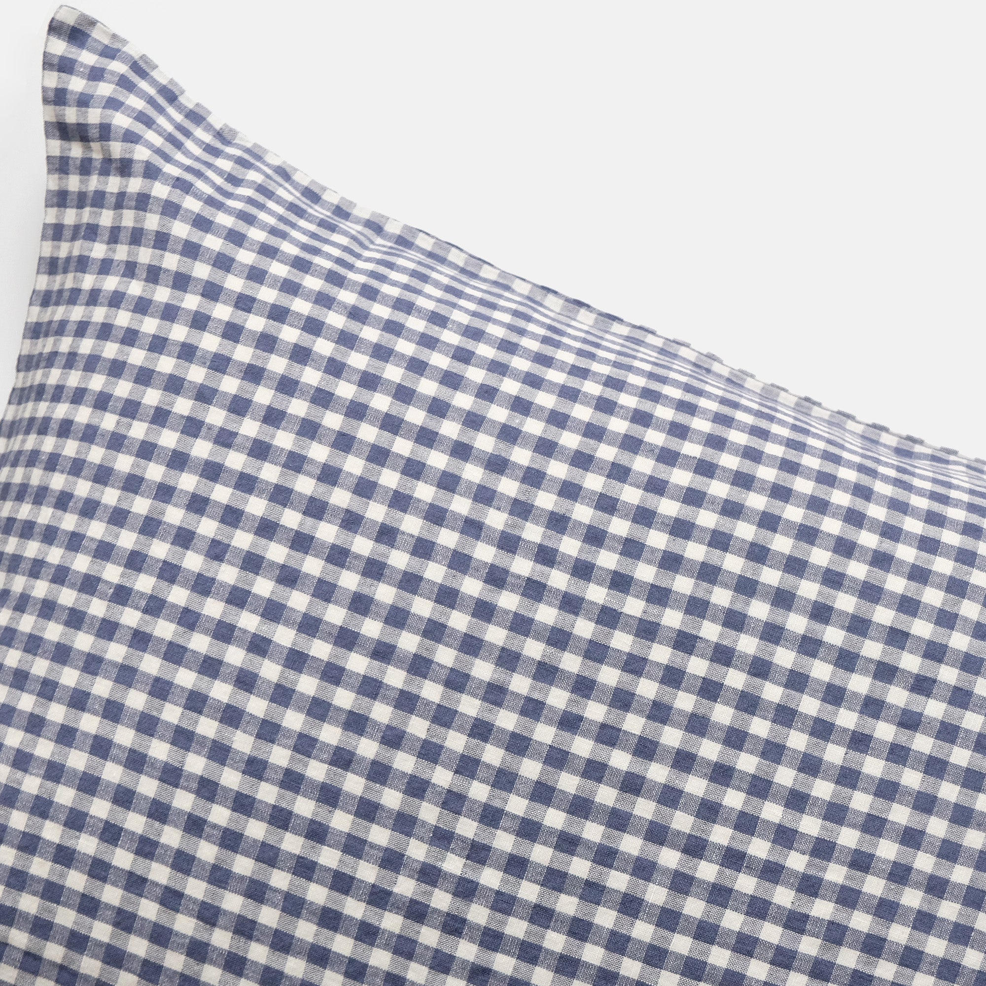 Linen Standard Pillowcase in Blue Small Gingham