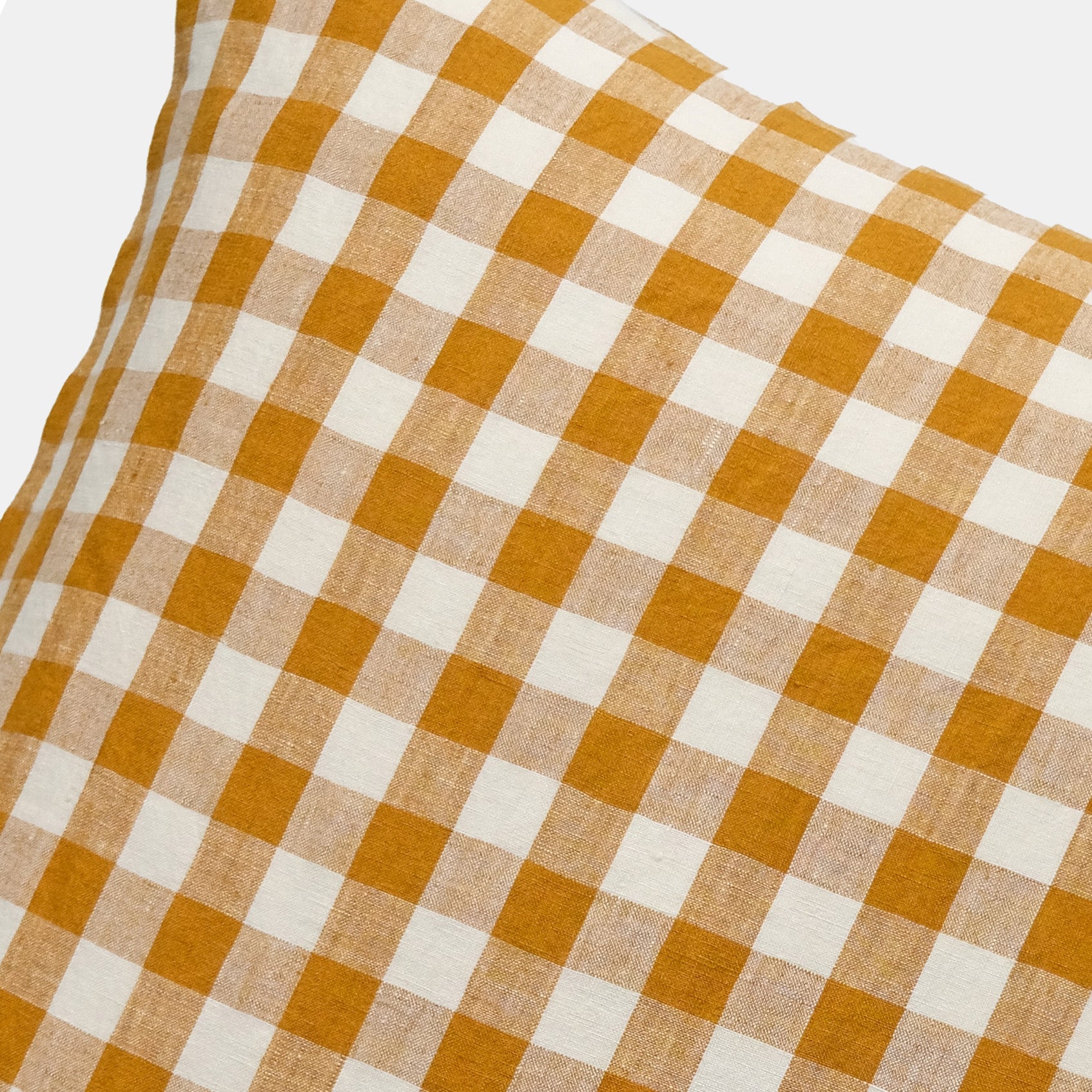 Linen Euro Pillowcase in Curcuma Medium Gingham