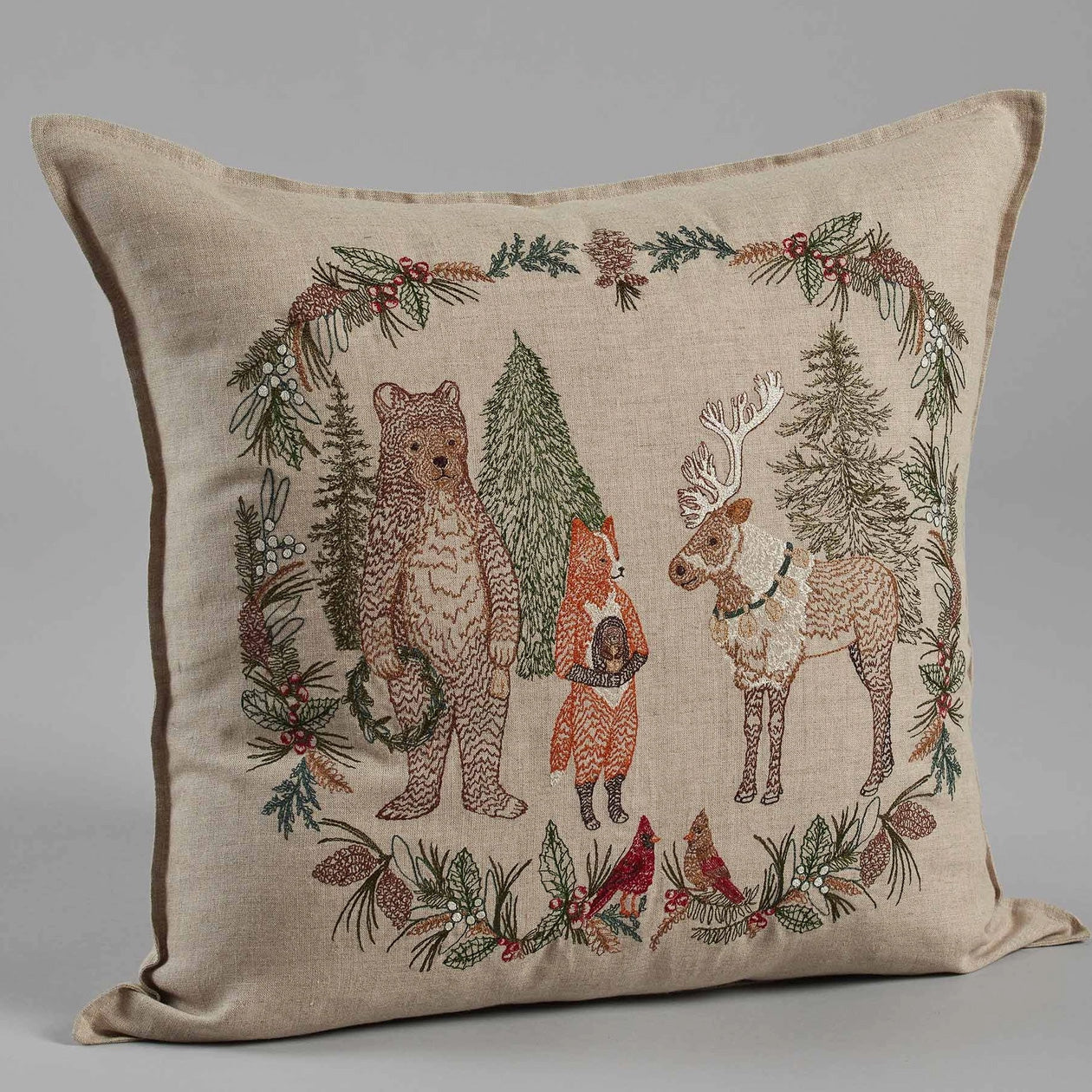 Christmas Cheer Wreath Square Pillow