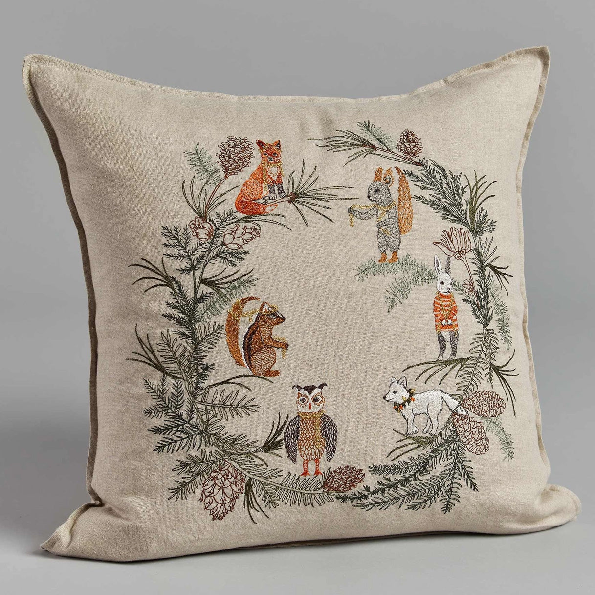 Tree Trimmers Wreath Square Pillow
