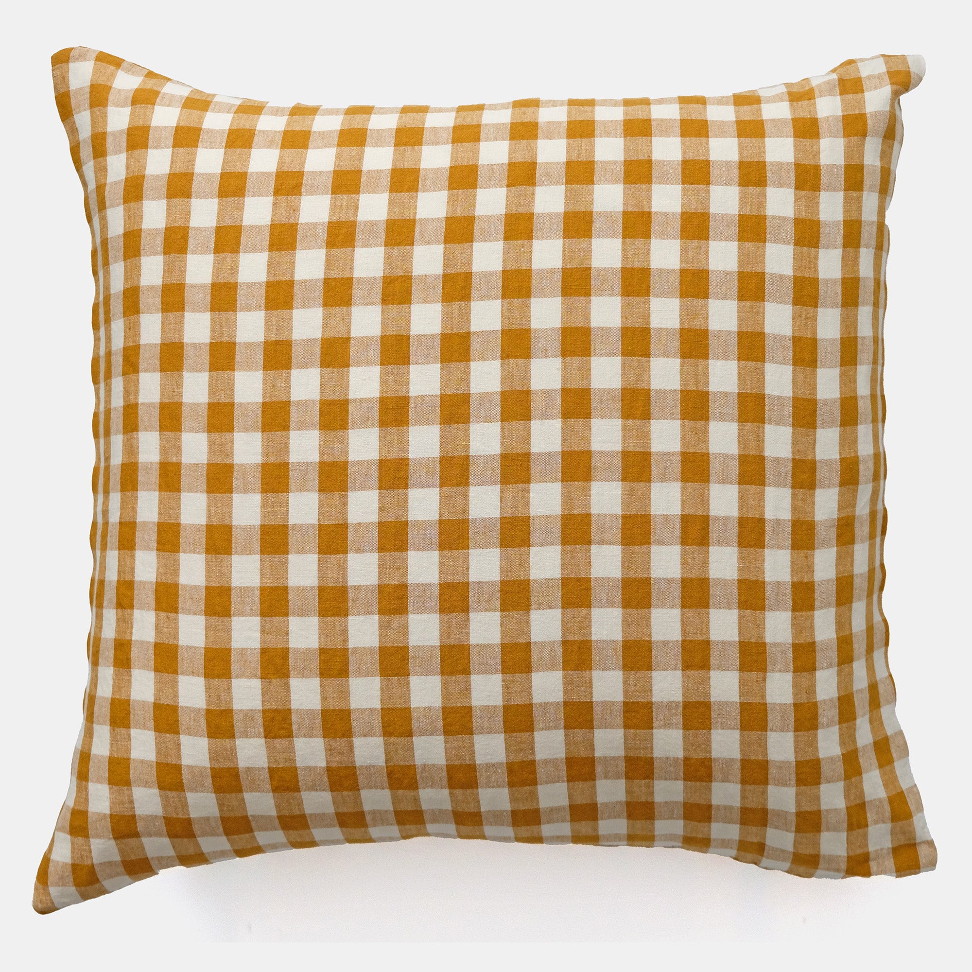 Linen Euro Pillowcase in Curcuma Medium Gingham