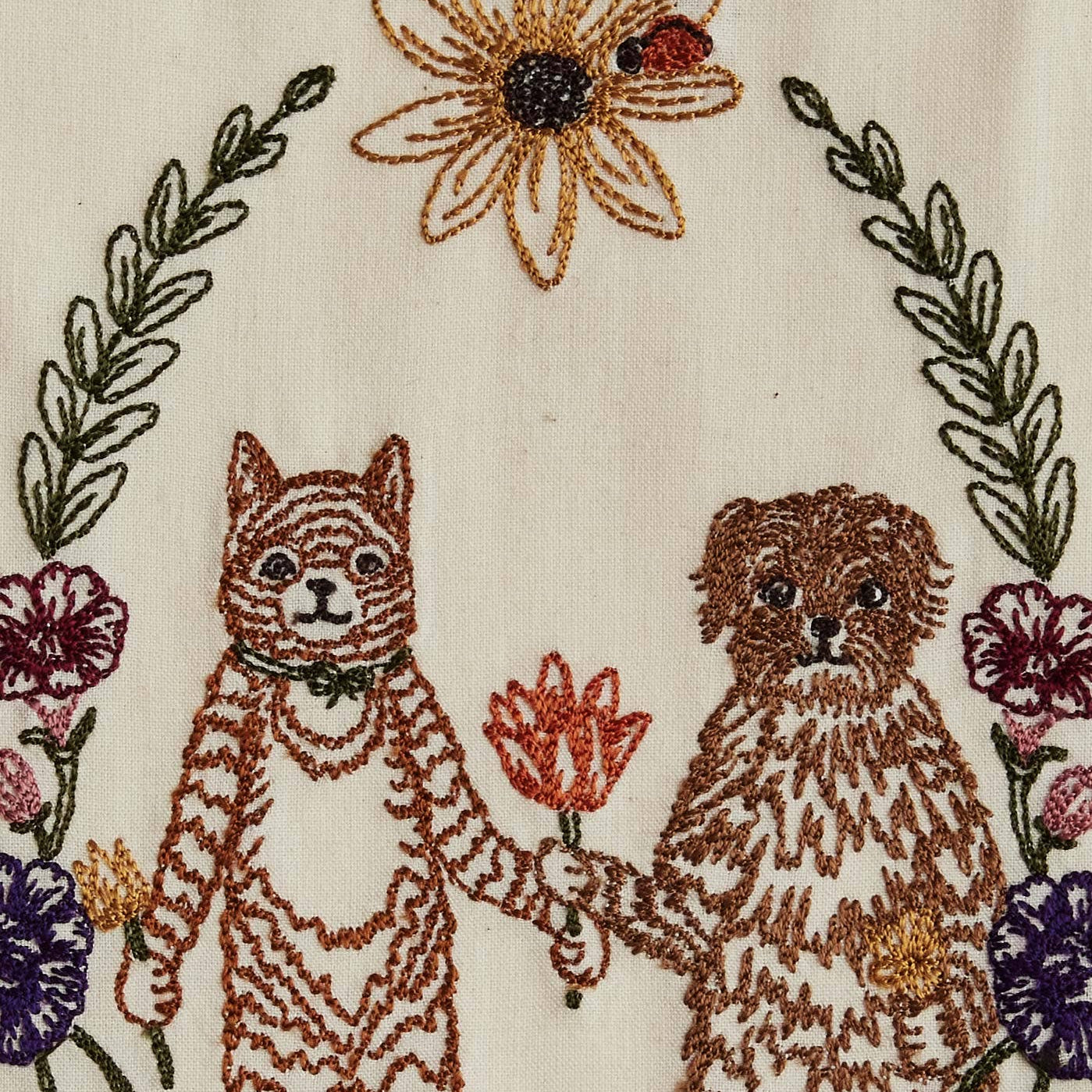 Cat and Dog Friends Garland Card