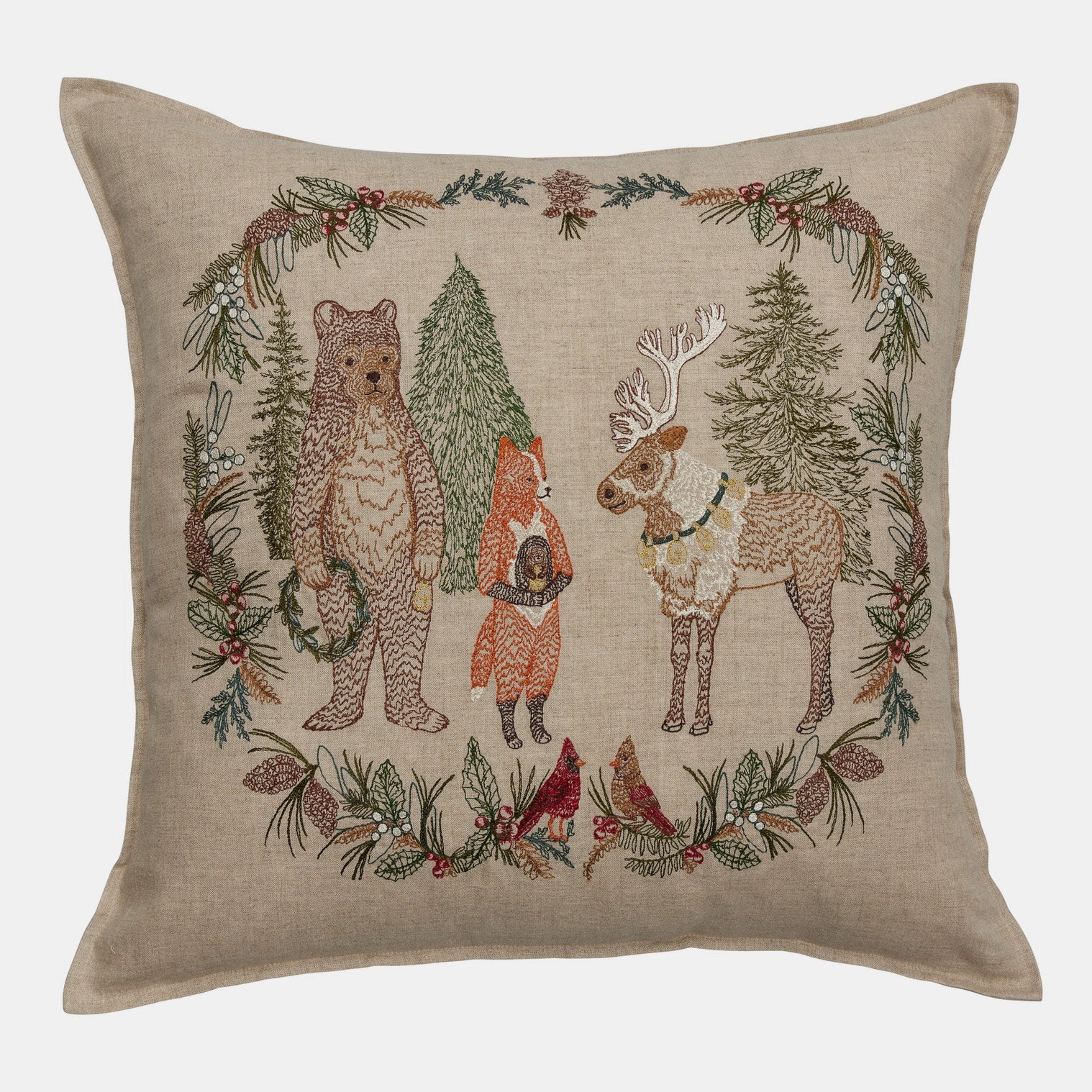 Christmas Cheer Wreath Square Pillow
