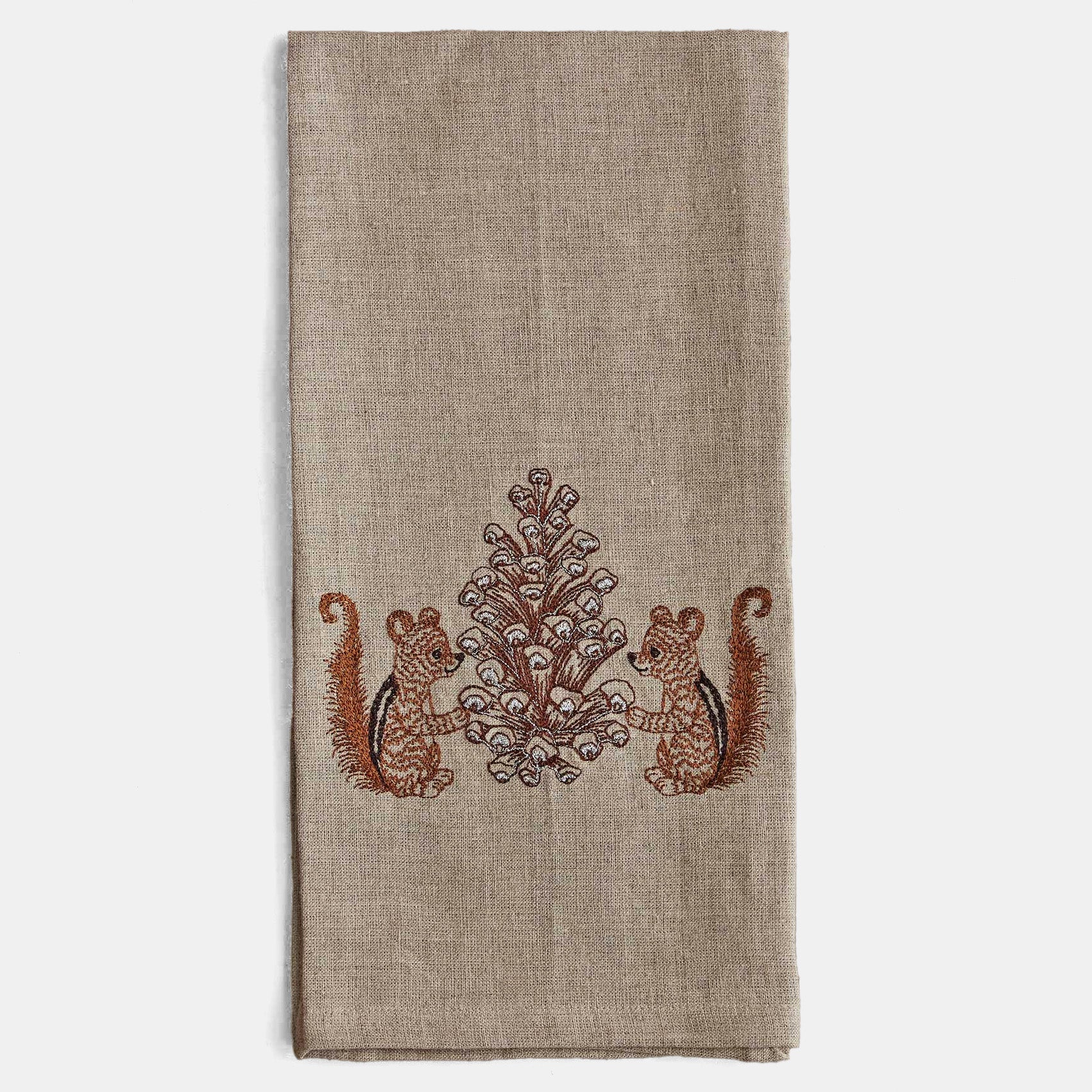 Chipmunks with Pinecone Tea Towel