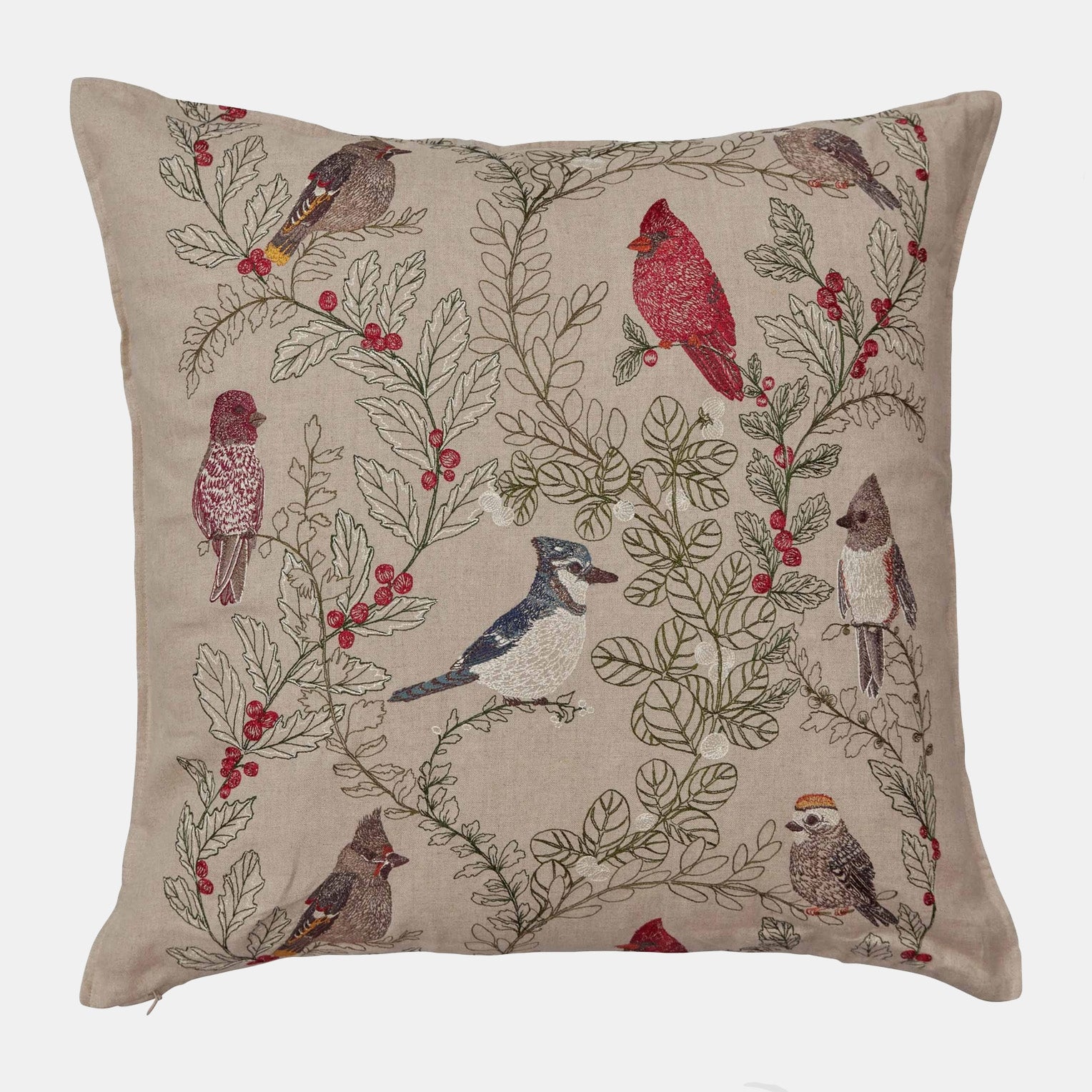 Winter Birds Square Pillow