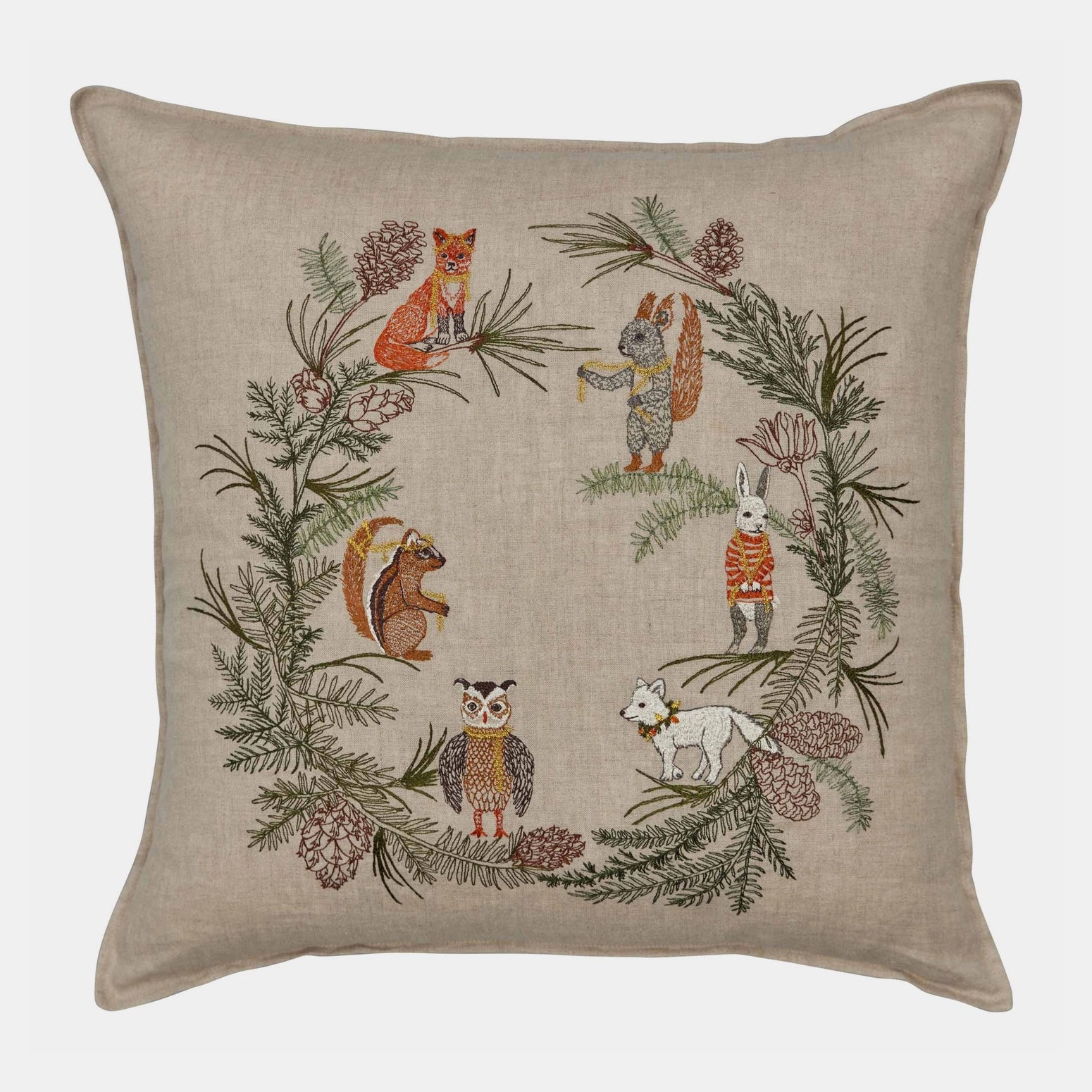 Tree Trimmers Wreath Square Pillow