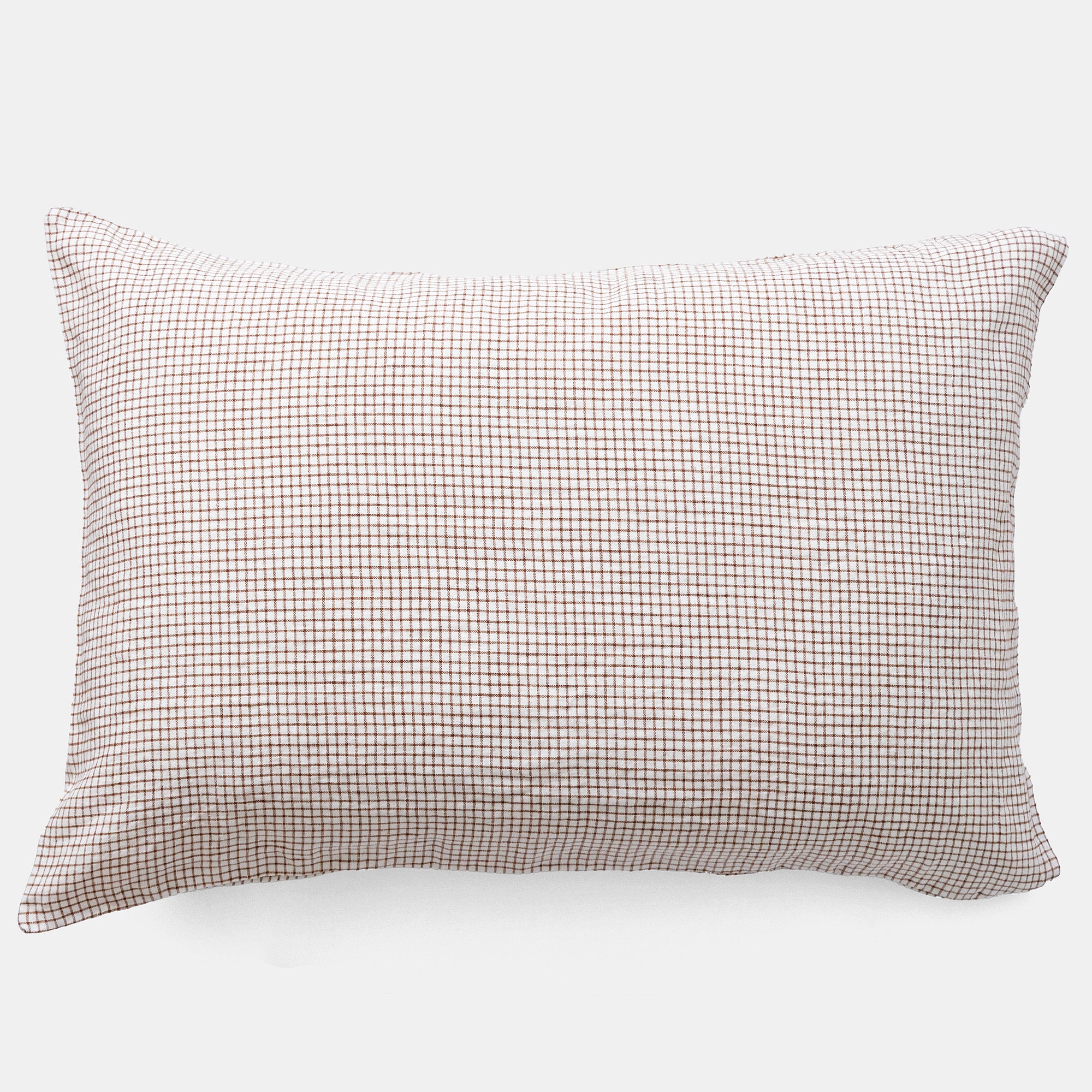 Linen Standard Pillowcase in Brown Checks