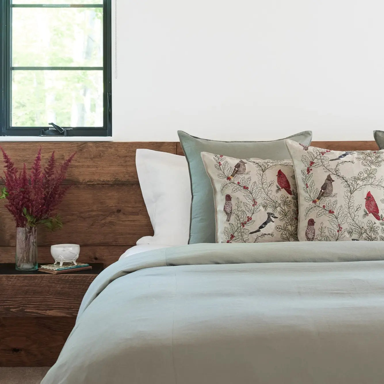 Winter Birds Square Pillow