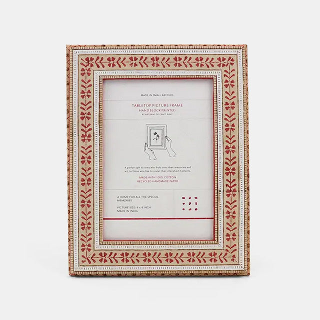 Picture Frame in Floral Stripe Red Ochre