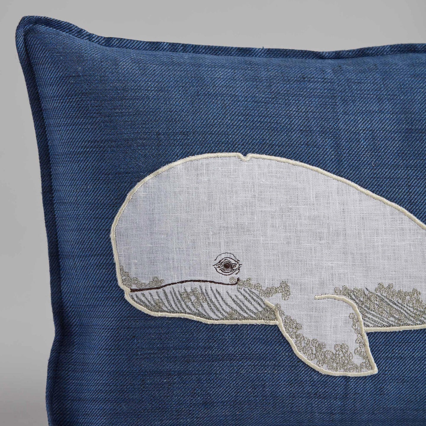 Whale Applique Lumbar Pillow