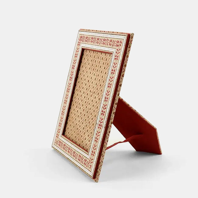 Picture Frame in Floral Stripe Red Ochre
