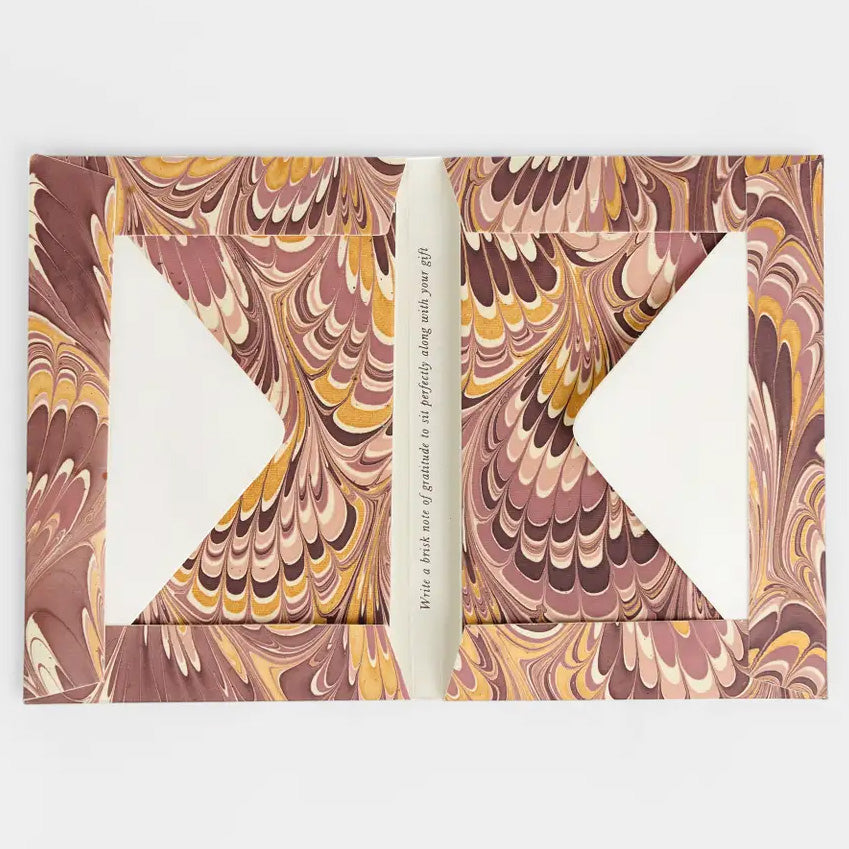 Hand Marbled Card Set in Peacock Burgundy