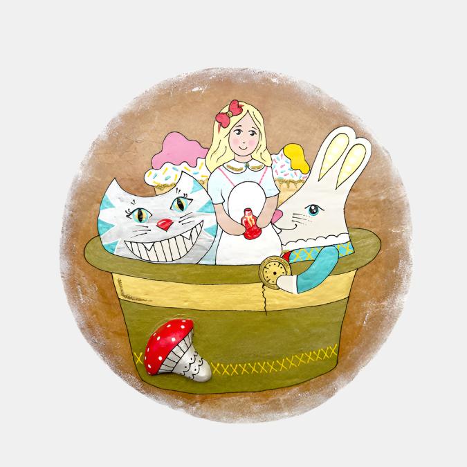 Alice in Wonderland Ornament Set in Handmade Box