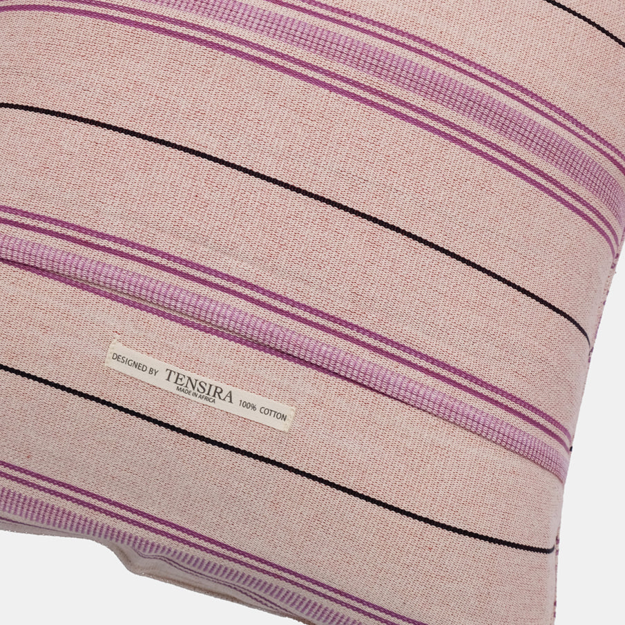 Aubergine and Black Stripe Pillow, square