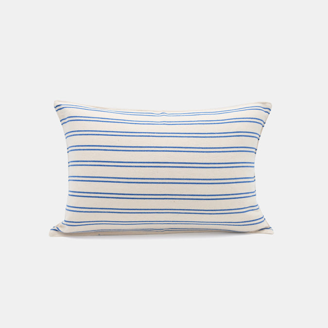 Small Lumbar Pillow in Blue Double Stripe