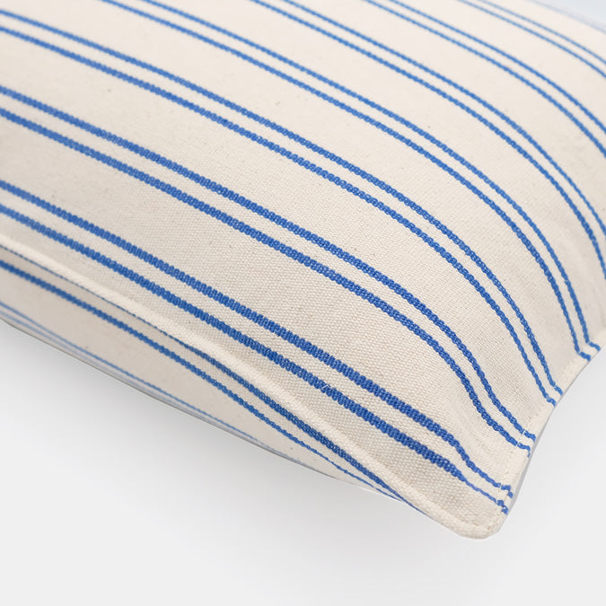 Small Lumbar Pillow in Blue Double Stripe