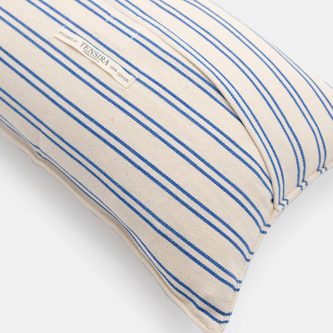 Small Lumbar Pillow in Blue Double Stripe