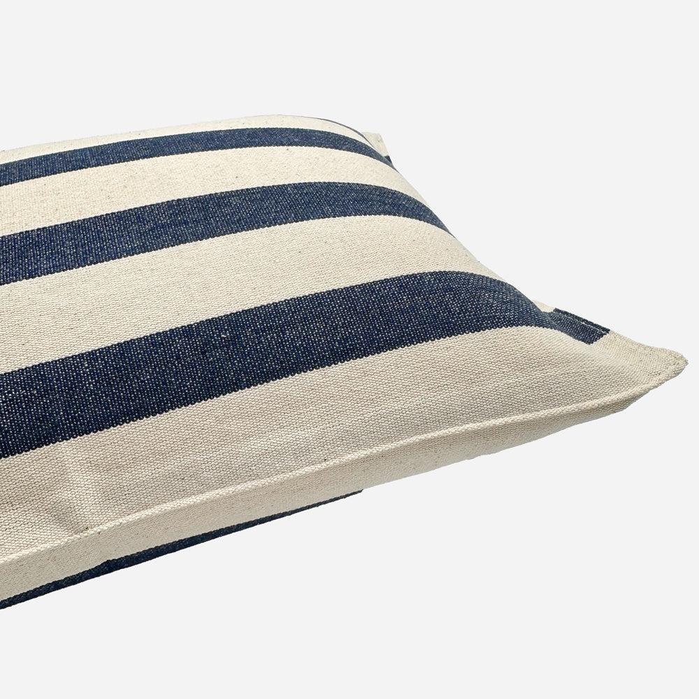 Small Lumbar Pillow in Bold Navy Stripe