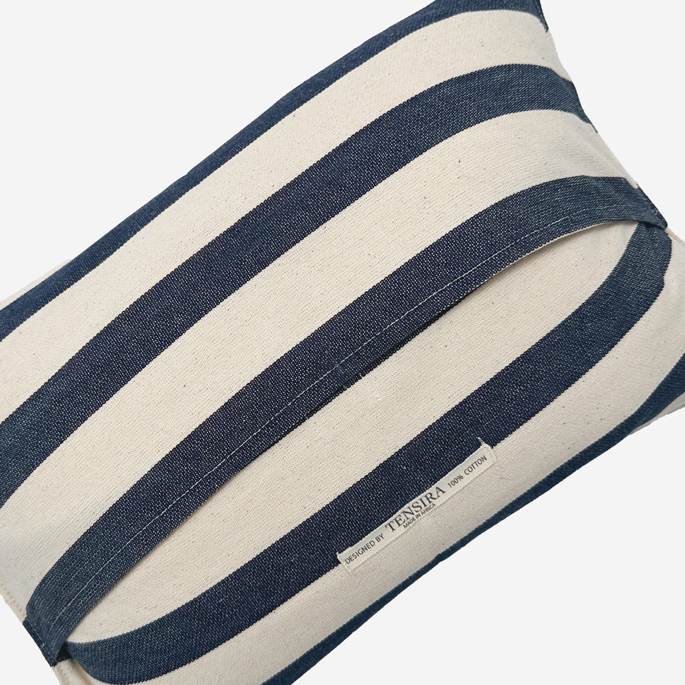 Small Lumbar Pillow in Bold Navy Stripe