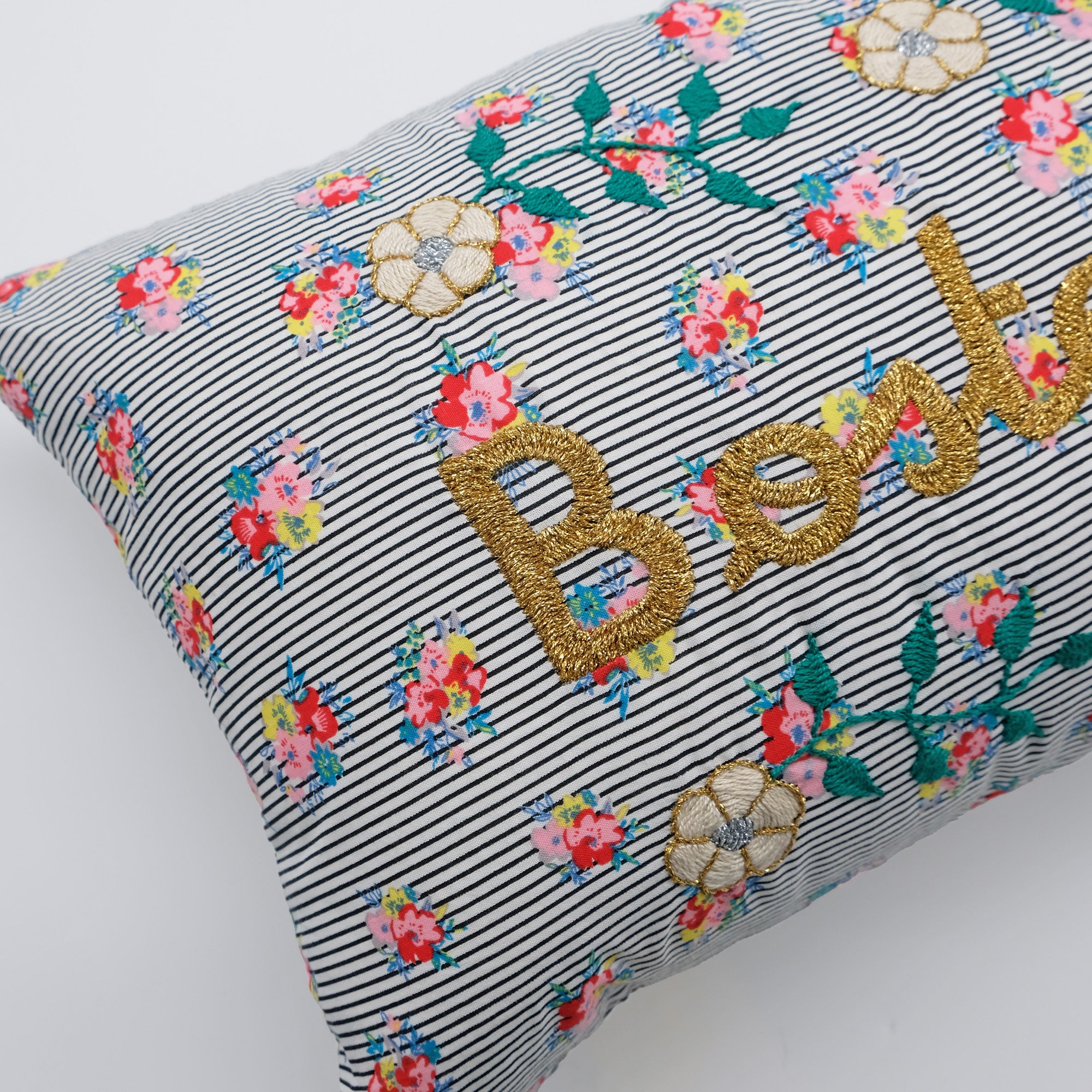 Boston Embroidered Lumbar Pillow