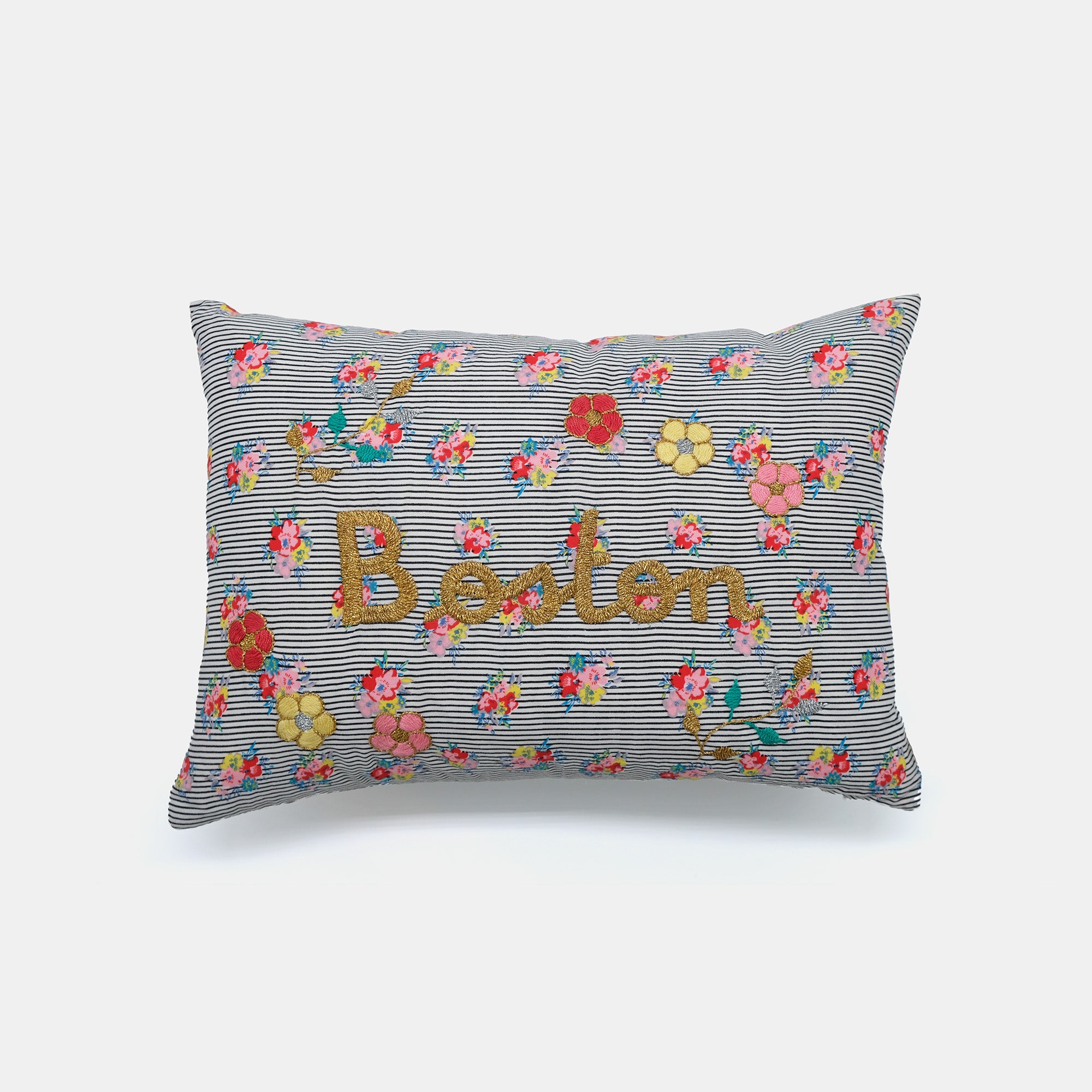 Boston Embroidered Lumbar Pillow