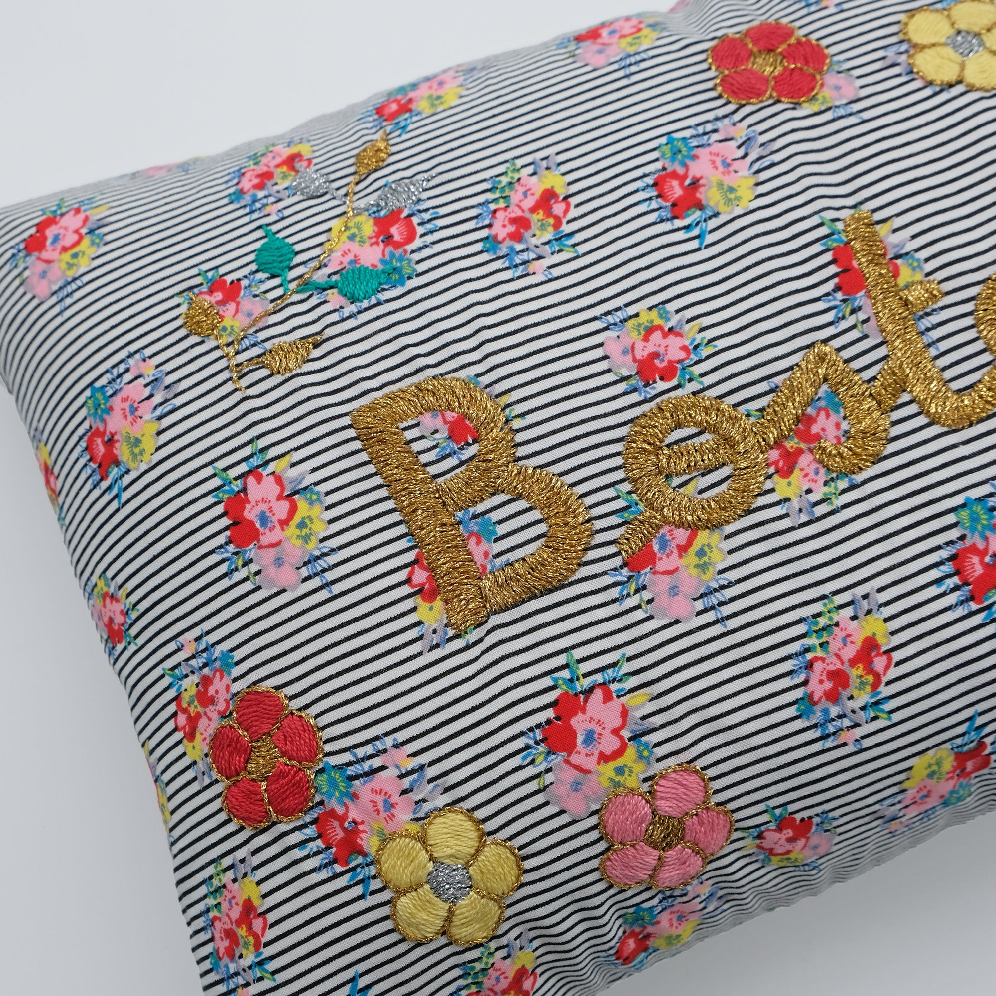 Boston Embroidered Lumbar Pillow