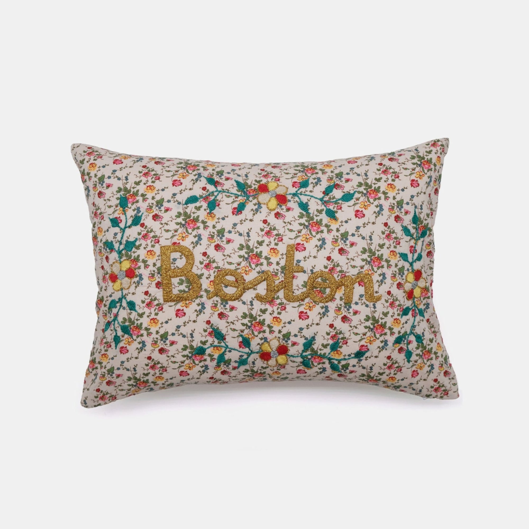 Boston Embroidered Lumbar Pillow