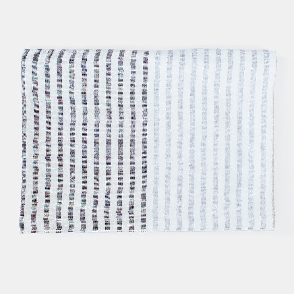 Two Tone Bath Towel in Charcoal Stripe