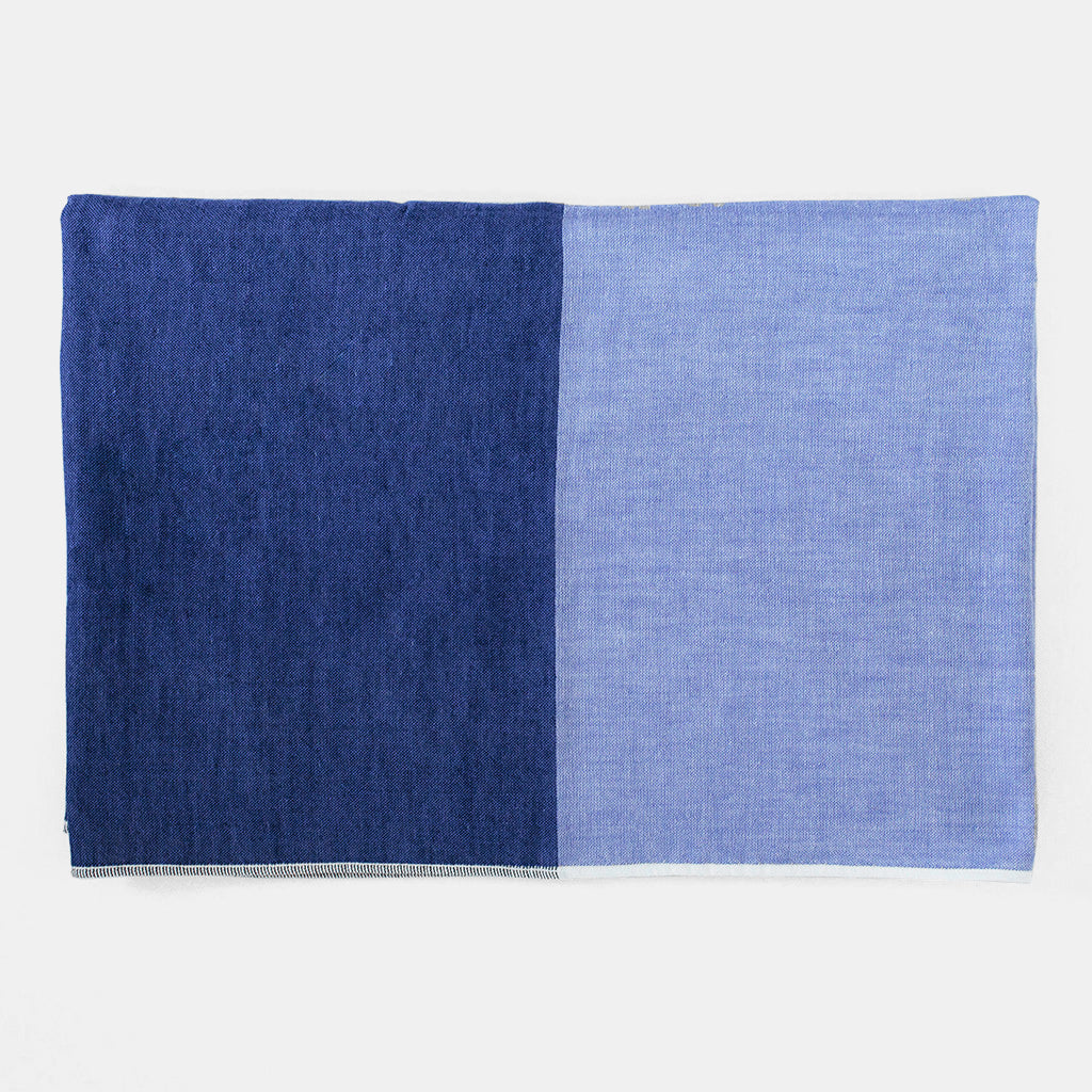 Two Tone Bath Towel in Blue Chambray