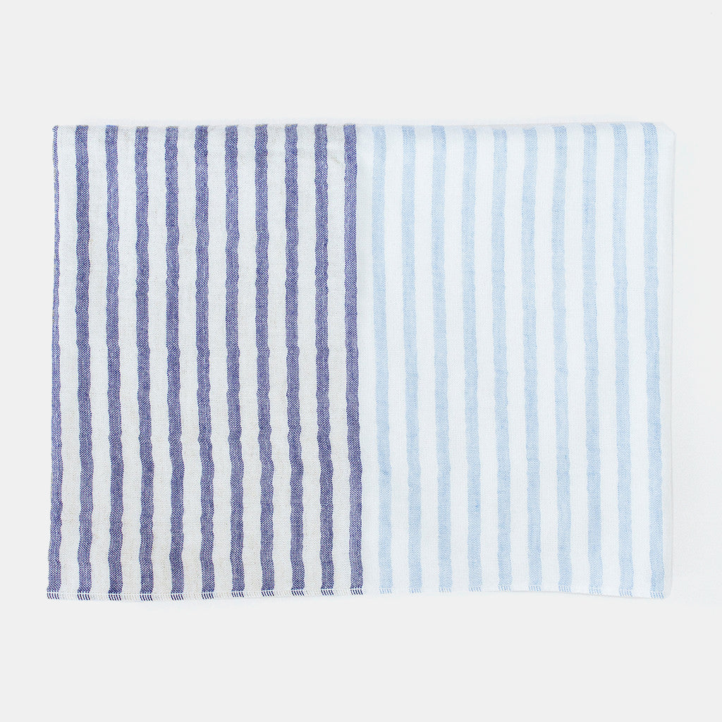 Two Tone Bath Towel in Blue Stripe
