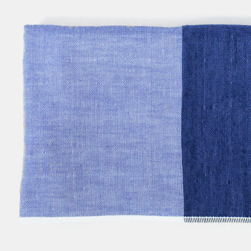 Two Tone Hand Towel in Blue Chambray