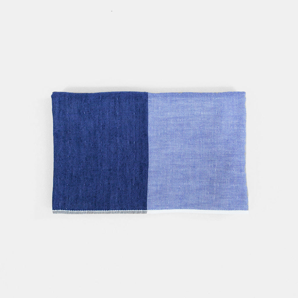 Two Tone Chambray Hand Towel in Blue