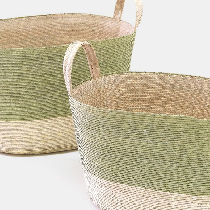 Pistache Green Oval Floor Basket
