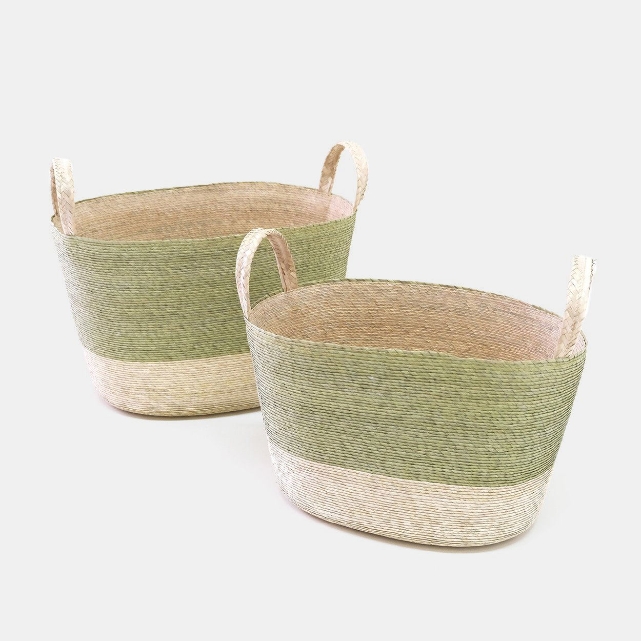 Pistache Green Oval Floor Basket