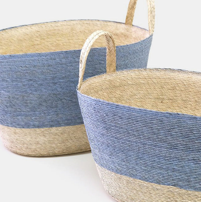Cielo Blue Oval Floor Basket