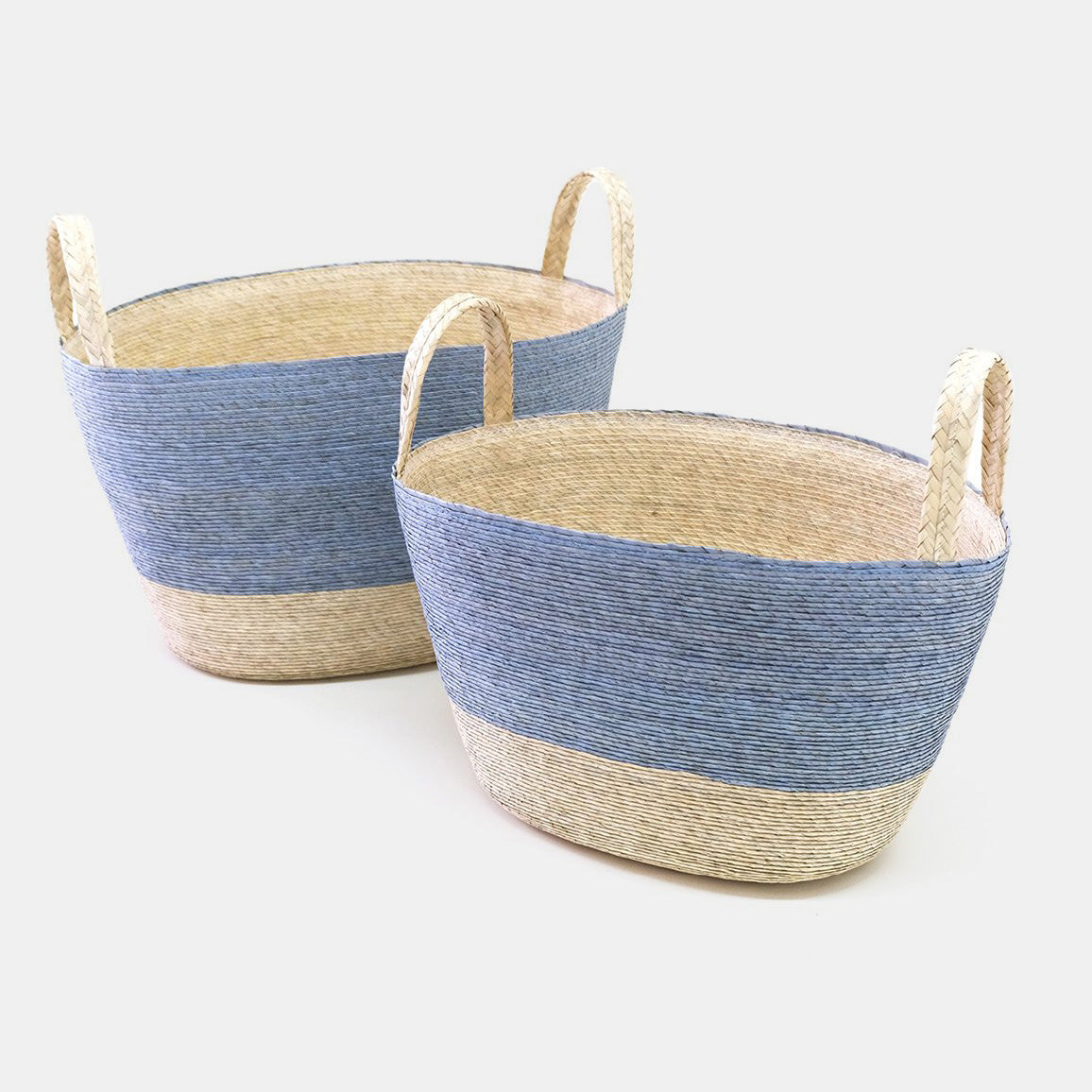 Cielo Blue Oval Floor Basket