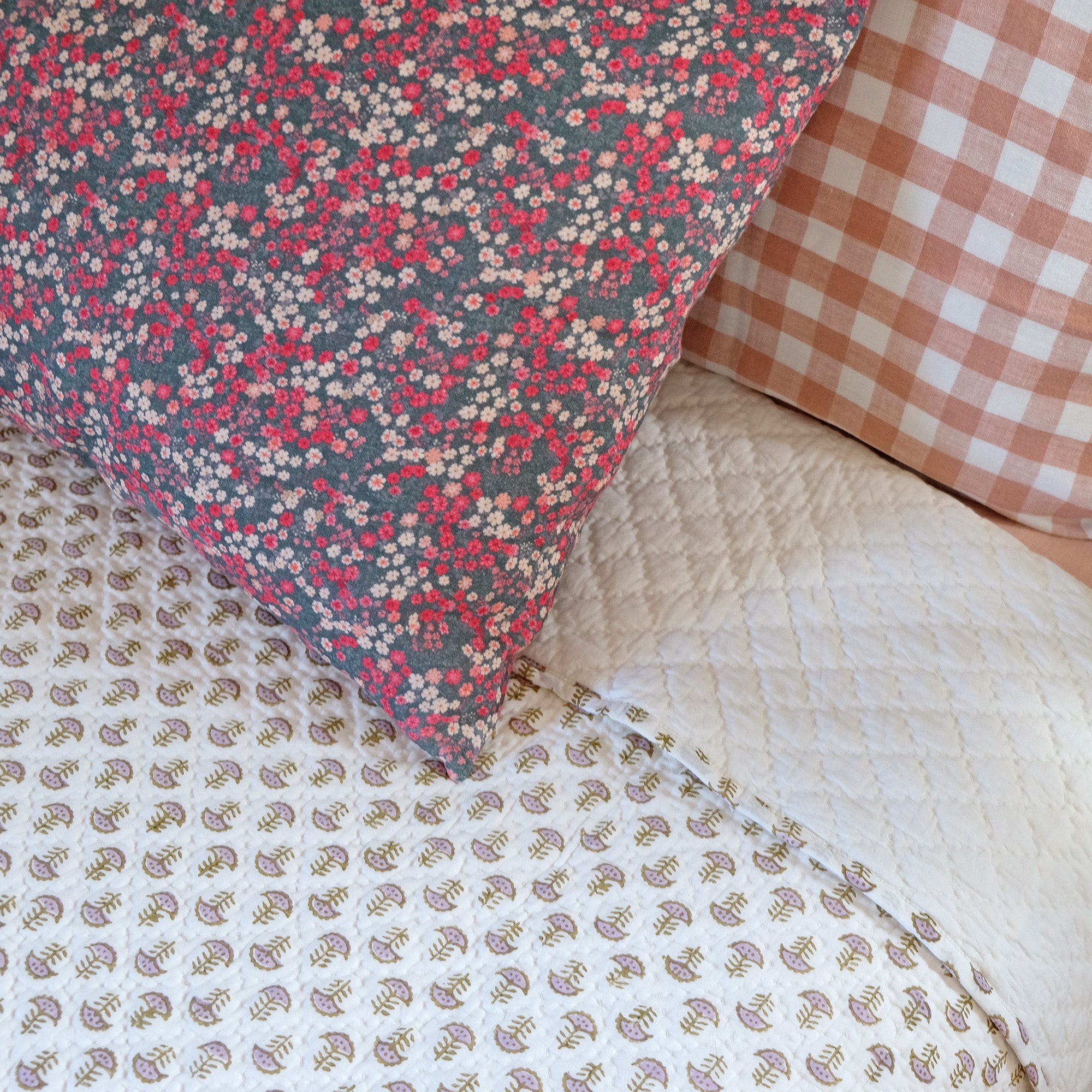 Linen Euro Pillowcase in Moka Medium Gingham