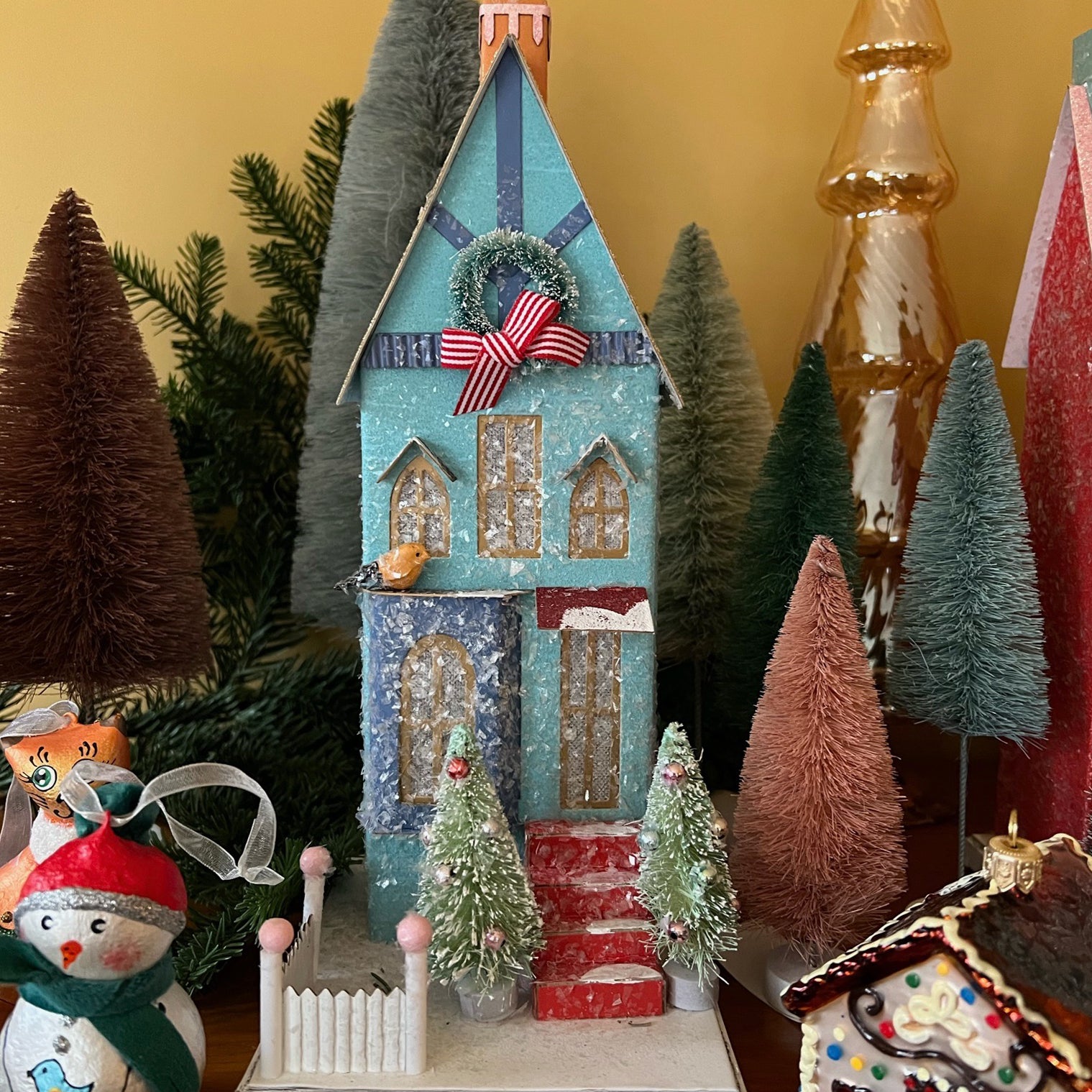Snowman with Blue Bird Ornament