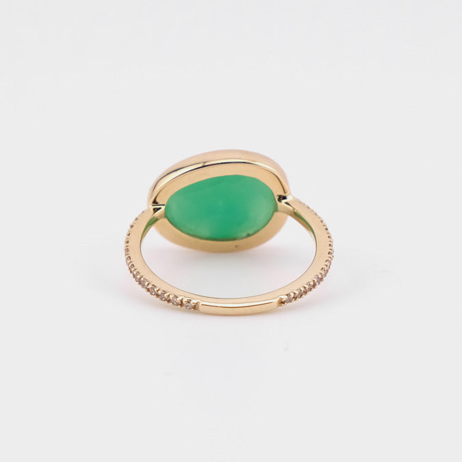 Chrysoprase Ring with White Diamonds