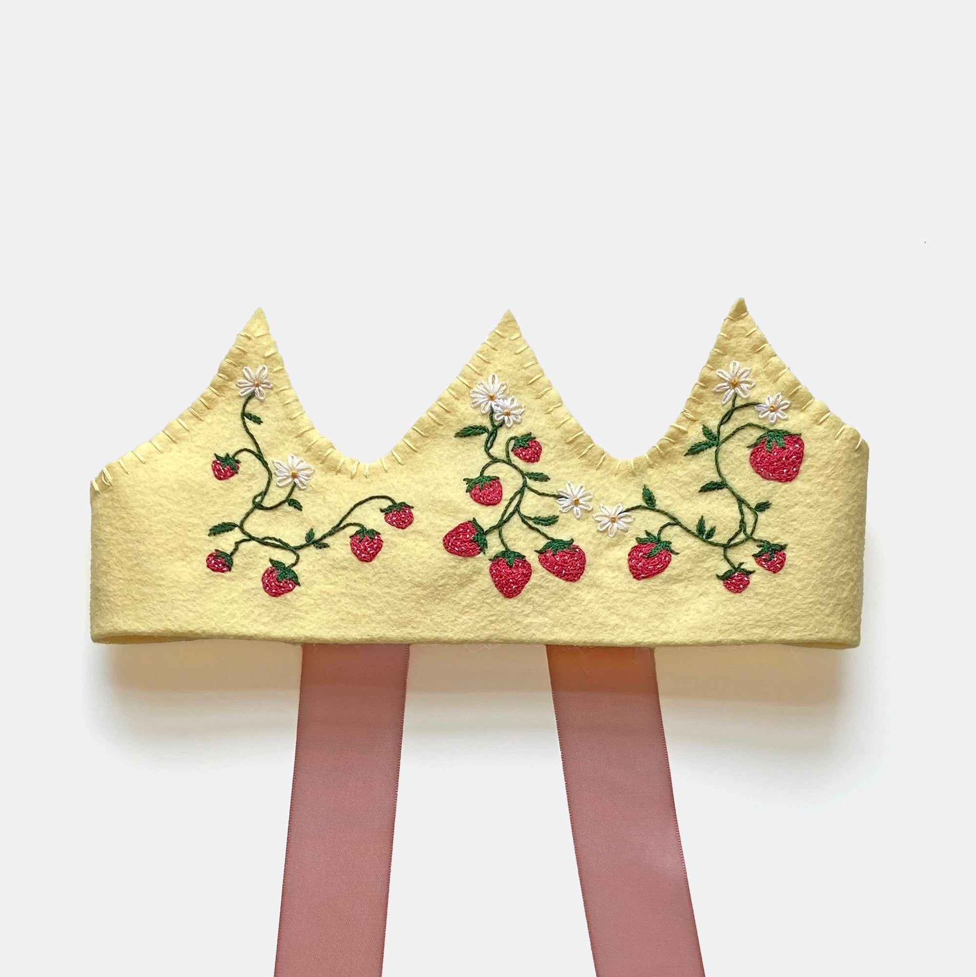Handmade Felt Crown in Strawberry Patch