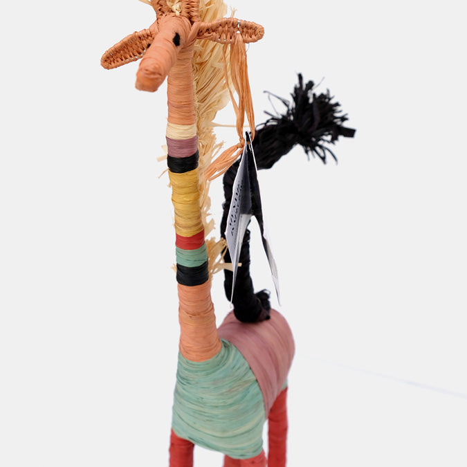 Colorful Raffia Giraffe Figurine